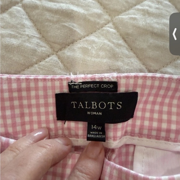 3 Pairs Talbots Summer Pants Perfect Crop Relaxed Chino Gingham Red Blue Size 14 - Picture 6 of 11